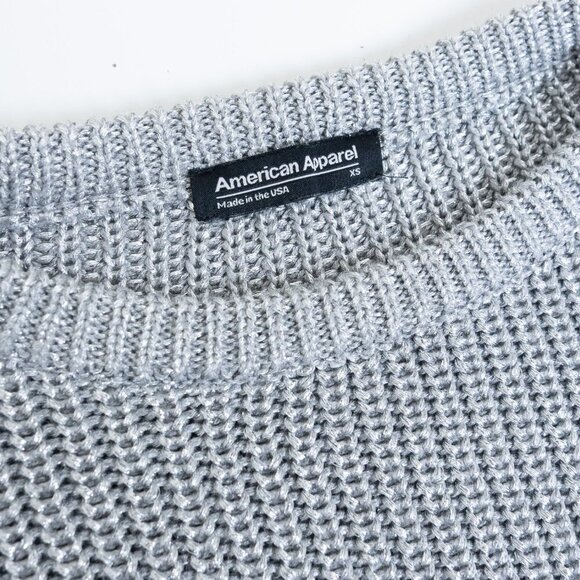 American Apparel Metallic Cable Knit Sweater Silver XS - Picture 6 of 11